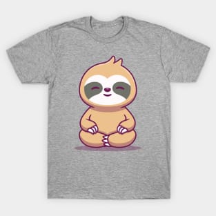 Cute Sloth Sitting Yoga T-Shirt